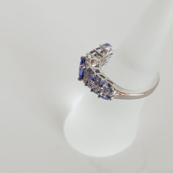 Tanzanite and White Zircon Ring Size 5 - Picture 6 of 8